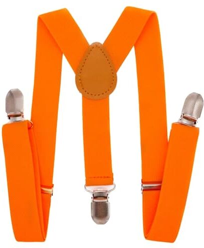 WannGe Child Kids Suspenders 1" Adjustable Y-Back Clip-on Suspender for Boys & Girls,Orange