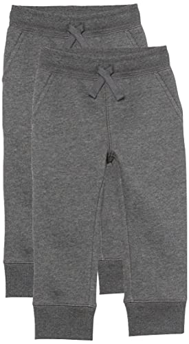 Amazon Essentials Pantaloni Sportivi Jogger in Pile Bambini e Ragazzi, Pacco da 2, Carbone Puntinato, 2 Anni