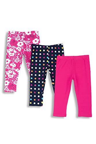 Chicco Set di Leggings stile capri in cotone, Pantaloni sportivi Bambine e ragazze, Fucsia, 15 mesi (pacco da 3)