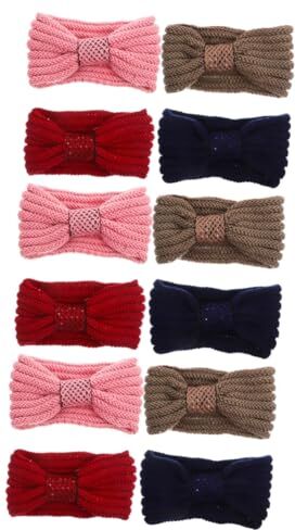 FOMIYES 12 Pz in Maglia Calda Invernale Turbante Per Ragazze Per Calda Di Protezione Per Le Orecchie Copricapo Paillettes Mancare Acrilico