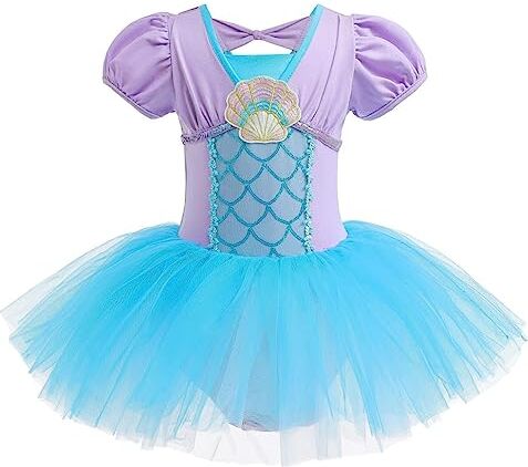 Lito Angels Principessa Sirena Tutu Ballerina Costume per Bambina, Vestito dal Balletto Danza Classica, Taglia 3-4 anni (Etichetta in Tessuto 110)