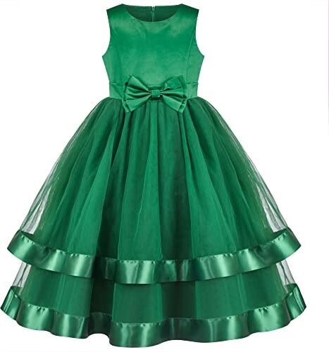 Sunny Fashion Vestito Bambina Fiore Verde Formale Festa Principessa Pageant Abito da Ballo 12 Anni