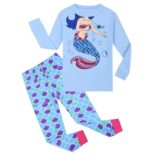 MIXIDON Bambine 2 Pezzi Pigiama a Maniche Lunghe per Ragazze Pajama Set 100% Cotone 7 Anni