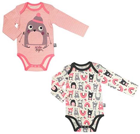 Petit Béguin Set di 2 body Bambino Ragazza Maniche Lunghe Artic Bird – Taglia – 3 mesi (62 cm)