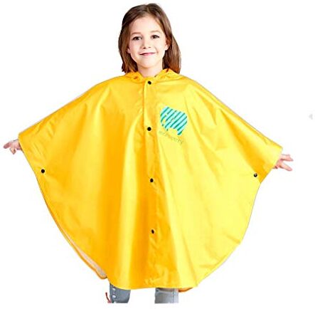 Wetry Impermeabile Bambino Giallo mit Kapuze Wasserdicht Poncho Antipioggia Bambina mit Borsa Portatile per Bambini e Bambine 2-3 anni/90-105cm