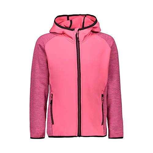 CMP Felpa in pile Stretch da bambini con cappuccio fisso, Pink Fluo, 176