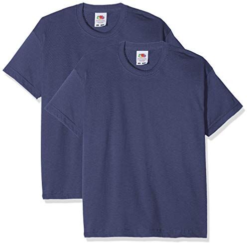 Fruit of the Loom Valueweight Manica Corta T 2 Pack T-Camicia, Blu (Blu Navy), 12-13 Anni (Pacco da 2) Bambini e Ragazzi