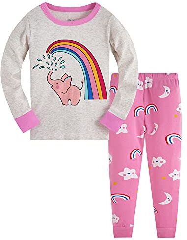 TEDD Pigiama Ragazza Unicorno 100% Cotone Lungo Biancheria da Notte Vestiti Bambina Invernale Due Pezzi Impostato Natale Regalo per Bambini 2-3 Anni