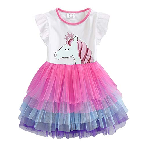 VIKITA Vestito Cotone Stampa Principessa Tulle Tutu Festa di Compleanno Abito Bambina SH4590 11-12 Anni