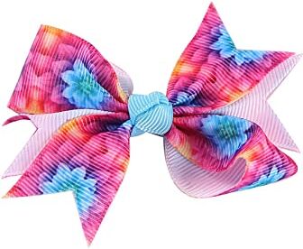 Cuwtheugwg Fascetta Neonata Battesimo Toddler Baby Girls Tie Dye Stampe Hair Clip Bowknot Hairpin Headwear Bambina Ballerina (C, One Size)