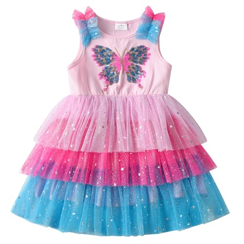 VIKITA Vestito Cotone Stampa Principessa Tulle Tutu Festa di Compleanno Abito Bambina Sh2306 4-5 Anni