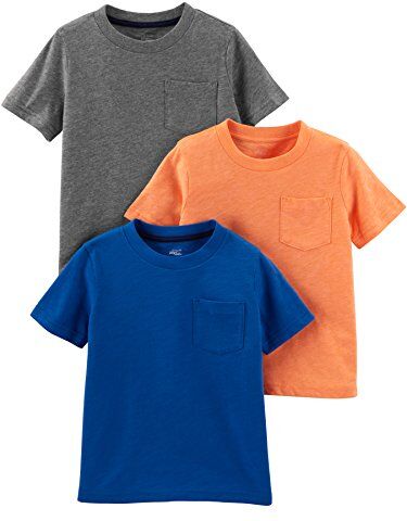 Simple Joys by Carter's 3-Pack Short-Sleeve Tee Shirts Camicia, Grigio/Arancione/Blu Reale, 3-6 Mesi (Pacco da 3) Bambino