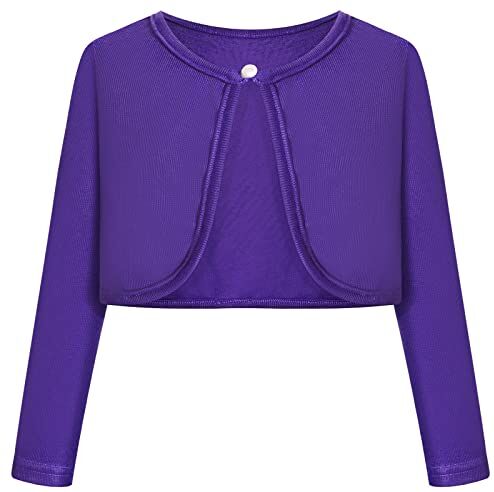 BONNY BILLY Cardigan Bambina Elegante Corto Cotone Bolero Coprispalle Ragazza Manica Lunga 8-9 Anni Viola Scuro