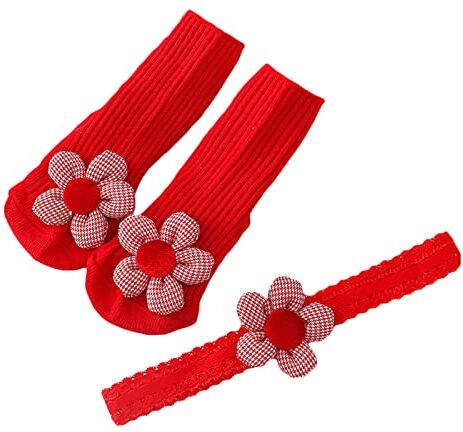 Generic Oushengsi Fascia per capelli in pizzo e calzini per bambina 0-2 anni Copricapo elastico da principessa per bambini Calzini antiscivolo per bambini Accessori per bambini