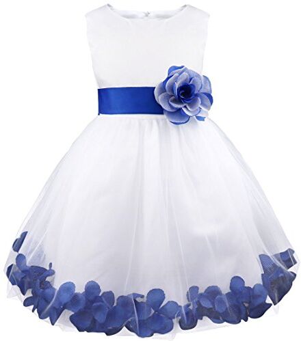 Freebily Vestito da Principessa Bambina Abiti da Damigella Ragazza Abito da Sera Lungo Vestito da Cerimonia Elegante Senza Maniche Gonna Lunga Tulle Festa di Compleanno Blu F 4 Anni