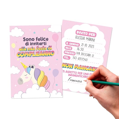 KEÏNELS 40 Pz Inviti Compleanno Bambina Originali Biglietti Invito Compleanno Bimba Unicorno Kit Festa di Compleanno Originale
