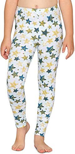 Merry Style Leggings Lunghi Bambina e Ragazza MS10-337(Bianco/Blu Gold Foglie,152)