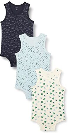 Care Body NS AOP (3-pack), Body Senza Maniche Unisex Bimbi 0-24, Verde Frosty Spruce (921), 1-2 mesi