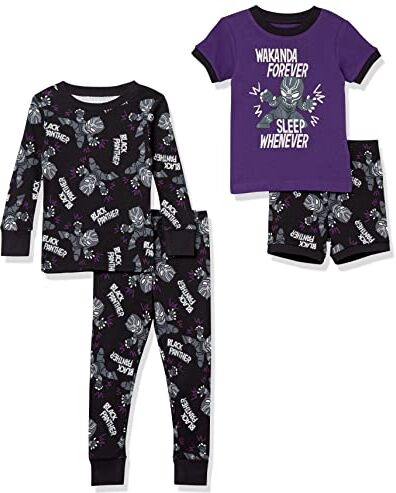 Amazon Essentials Disney   Marvel   Star Wars Set Pigiama (in precedenza Spotted Zebra) Bambini e Ragazzi, Pacco da 2, Nero/Porpora Marvel Wakanda Forever, 8 Anni