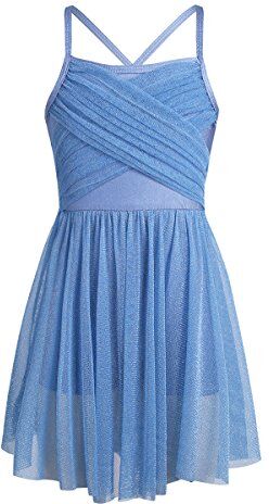 iEFiEL Vestito da Balletto Bambina Ragazze Leotard Body Dancewear Ginnastica Danza Classica in Chiffon Senza Manica Aderente Gonna Allenamento Ballo Elegante 4-12 Anni Blu 8 anni