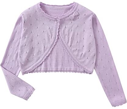 Yealoo Bambine Cardigan Bolero Maniche Lunghe Pizzo Girocollo Scrollata di Spalle Ragazze con Nodo di Prua