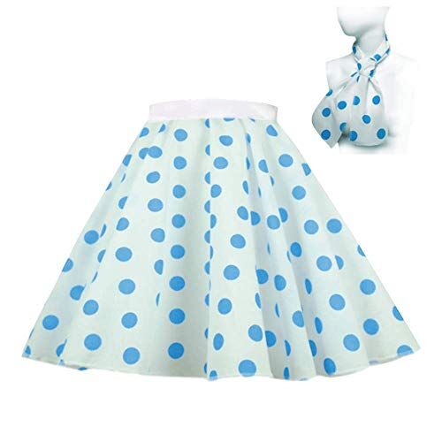 Mums Essentials Gonna a pois da bambina, tipo Rock n Roll, stile anni ‘50-‘60 blu White & blue spot