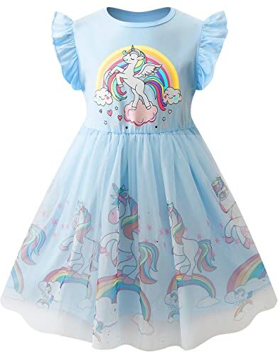 VASCHY Vestito Bambina,Vestiti Bambina Abito Cerimonia Bambina Vestito Bambina Vestito Principessa Bambina Elegante Festa Manica Corta Tulle 3-9 Anni