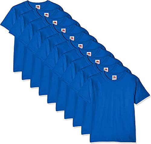 Fruit of the Loom Kids 10 Pack T-shirt, Blu (Royal Blue 51), 9-11 Anni (Pacco da 10) Bambino