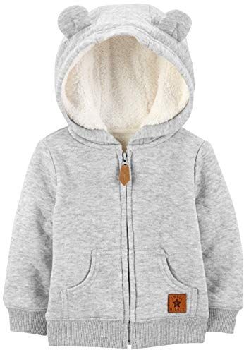 Simple Joys by Carter's Hooded Sweater Jacket with Sherpa Lining Giacca in Pile, Grigio, 12 Mesi Unisex-Bimbi