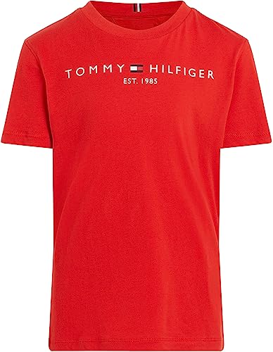 Tommy Hilfiger T-shirt Maniche Corte Bambini Unisex Essential Tee Scollo Rotondo, Rosso (Deep Crimson), 14 Anni