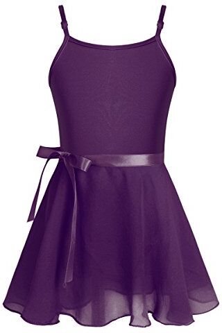 TiaoBug Vestito da Balletto Bambina Leotard Body da Danza Classica Body Ginnastica Artistica Abito da Ballo in Cotone Gonnellino in Chiffon Tutu Dancewear 2-16 Anni Viola scuro A 8-10 anni