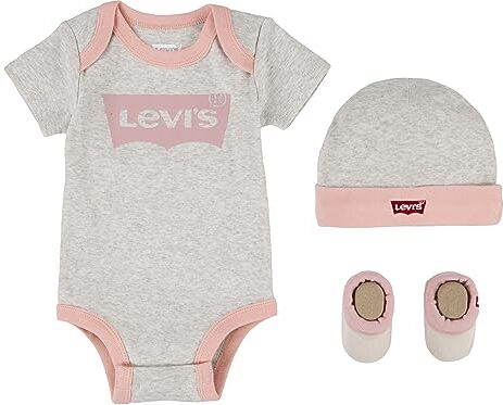 Levis Classic Batwing Infant Hat Bodysuit Bootie Set 3Pc, Tutina per bambino e neonato Unisex Bimbi 0-24, Beige (Oatmeal Heather), 6-12 mesi