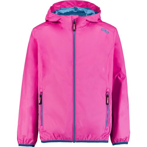 CMP Giacca da pioggia da bambini con cappuccio fisso, Fuxia, 140