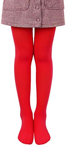 L&K-II Collant per bambini collant estivi di danza classica con piede Calze morbide e comode Collant elastici di diversi colori 27251 (86-92, Rosso)