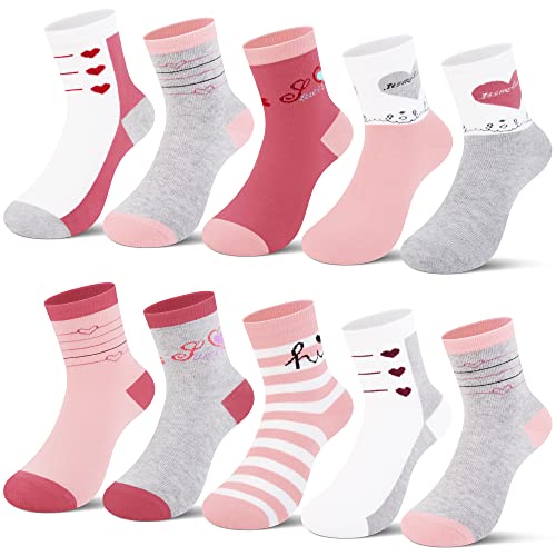 L&K-II 10 calzini per bambina con simpatici motivi calzini da ginnastica calzini per bambini in cotone colorato 2851 27-30