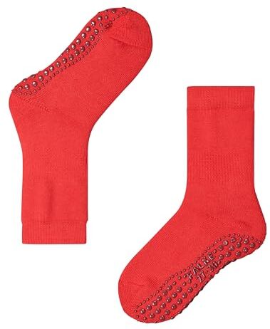 Falke Catspads K HP cotone lana con suola in gomma 1 paio, Calze da casa Unisex Bambini, Rosso (Fire 8150), 35-38