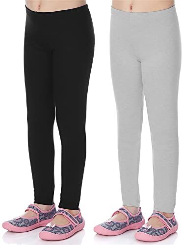 Merry Style Leggings Lunghi Bambina e Ragazza MS10-130(Nero/Melange (2Pack), 128 cm)