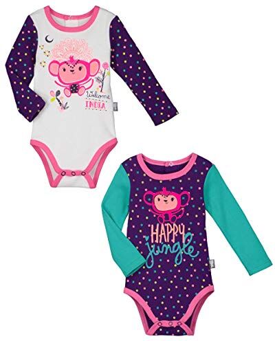 Petit Béguin Mohini Set di 2 body a maniche lunghe per bambina, taglia 6 mesi (68 cm)