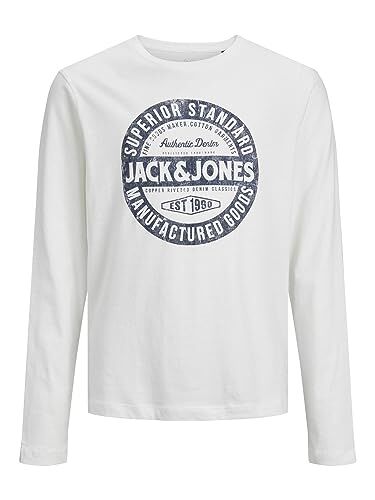 Jack & Jones Jjejeans Tee LS O-Collo 23/24 Noos Jnr Maglia a Maniche Lunghe, Ballerino di Nuvola, 140 Bambini e Ragazzi