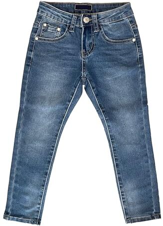 TMK Jeans Lunghi per Bambini, Pantalone Jeans da Ragazzi in Vita Elasticizzata, Pantaloni Denim Blu Junior Bambine Ragazze (cod. 2300) (8 Anni, Jeans-2355)