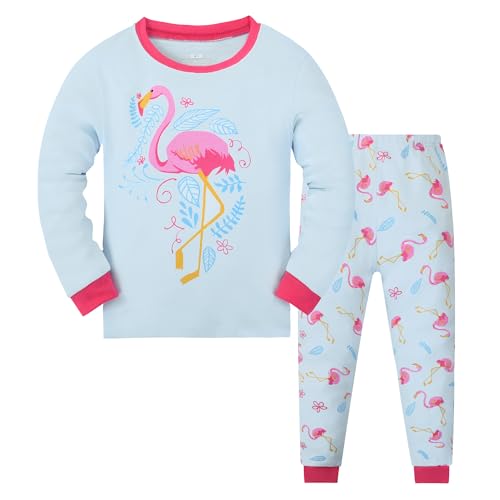 MIXIDON Bambine 2 Pezzi Pigiama a Maniche Lunghe per Ragazze Pajama Set 100% Cotone 2-10 Anni