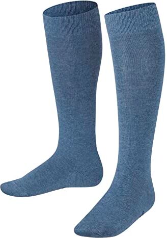 Falke Family K KH cotone sostenibile al ginocchio tinta unita 1 paio, Calzini lunghi Unisex Bambini, Blu (Light Denim 6660) nuovo ecologico, 31-34