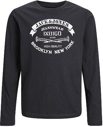 Jack & Jones Jjejeans Tee LS O-Collo 23/24 Noos Jnr Maglia a Maniche Lunghe, Nero, 140 Bambini e Ragazzi