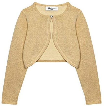 Bolerose Ragazze Manica Lunga Scintillante Bolero Bambini Caridgan (Oro, 5-6 Anni)