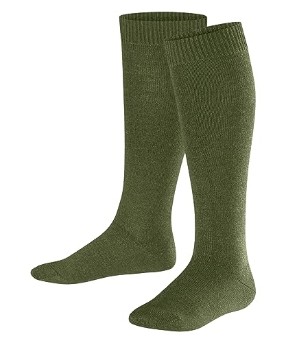 Falke Comfort Wool K KH lana filo funzionale al ginocchio tinta unita 1 paio, Calzini lunghi Unisex Bambini, Verde (Sern Green 7681), 23-26