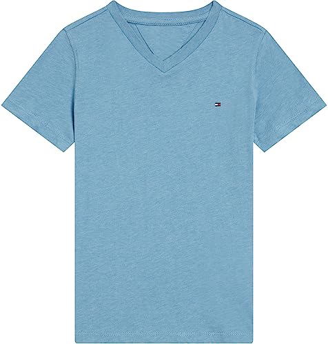 Tommy Hilfiger T-shirt Maniche Corte Bambino Scollo a V, Blu (Dark Allure Heather), 4 Anni