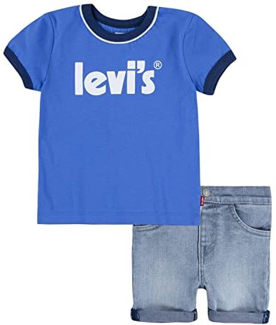 Levis Lvb Ringer Tee And Short Set Bimbo, Blu Palazzo, 3 Mesi