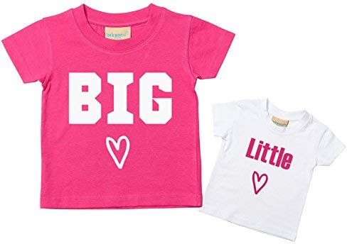 60 Second Makeover Limited big sister little sister cuore maglietta set bambini piccoli DISPONIBILE NELLE TAGLIE 0-6 mesi to 14-15 Years NUOVO da bambino sorella REGALO Rosa, Little 12-18 Months Big 9-11 Years