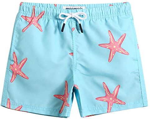 MaaMgic pantalocini da Bagno per bambimi Ragazzi Asciugatura Rapida Costume da Mare Spiaggia Piscina Slip Interno, Stella Marina su Blu, 14-16 Anni