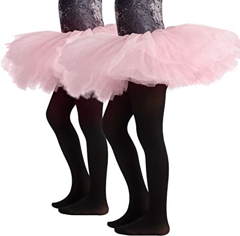 CALZITALY PACK 1/2 Collant Danza Bambina   Calze Ballet Bimba   40 Den   da 4 a 14 anni   Rosa, Nero, Naturale, Bianco (12 anni, 2 Paia Nero)